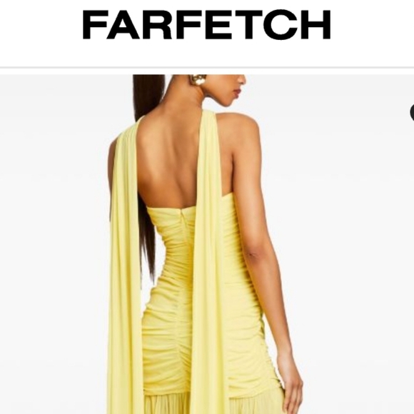 Nwt Retrofete maisie goddess  buttercream sheer layer slit maxi gown S - Picture 5 of 11